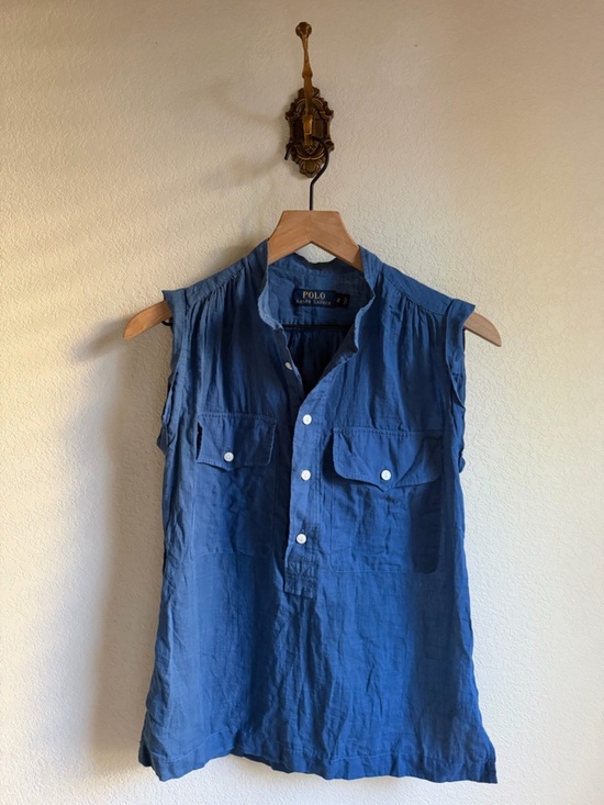 Polo Ralph Lauren Tops - Polo by Ralph Lauren Blue Sleeveless Button-Down Shirt